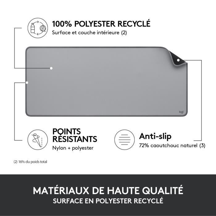 Tapis de souris - Logitech - Desk Mat - Studio SÈrie - …tendu - Gris