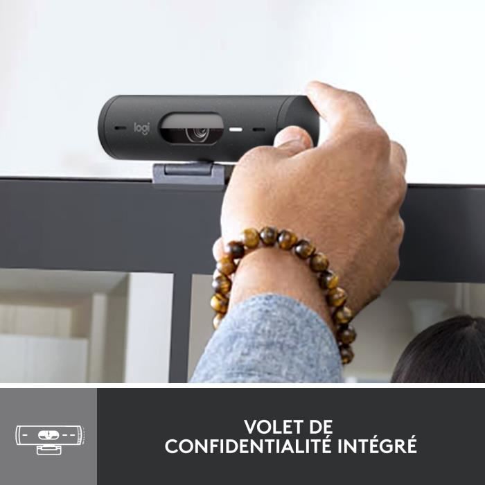 Webcam - Full HD 1080p - Logitech - Brio 500 - Microphone intégré - Graphite