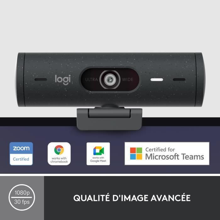 Webcam Logitech Brio 500 Webcam HD avec Deux Micros a Reduction de Bruit - Graphite