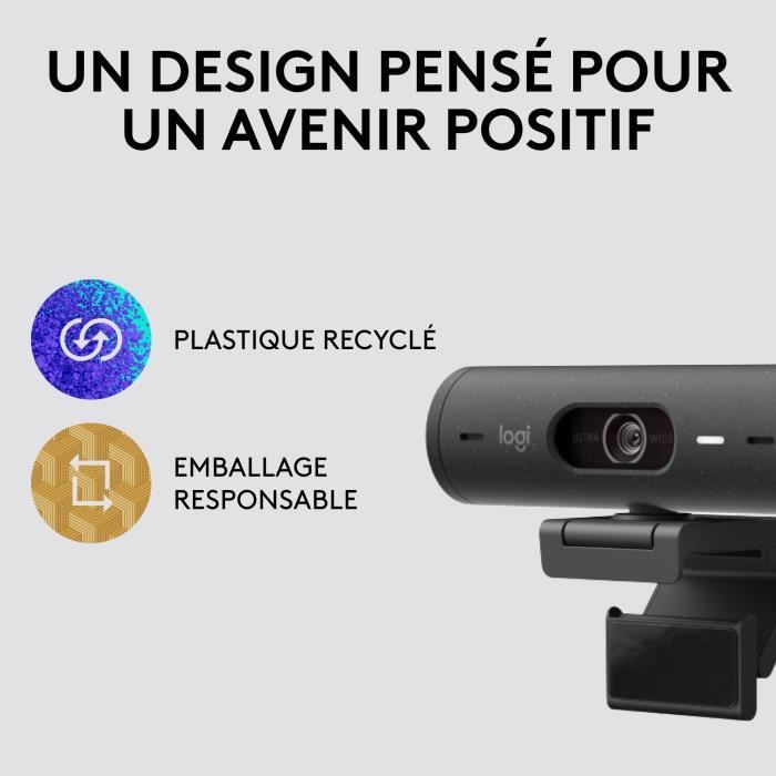 Webcam Logitech Brio 500 Webcam HD avec Deux Micros a Reduction de Bruit - Graphite