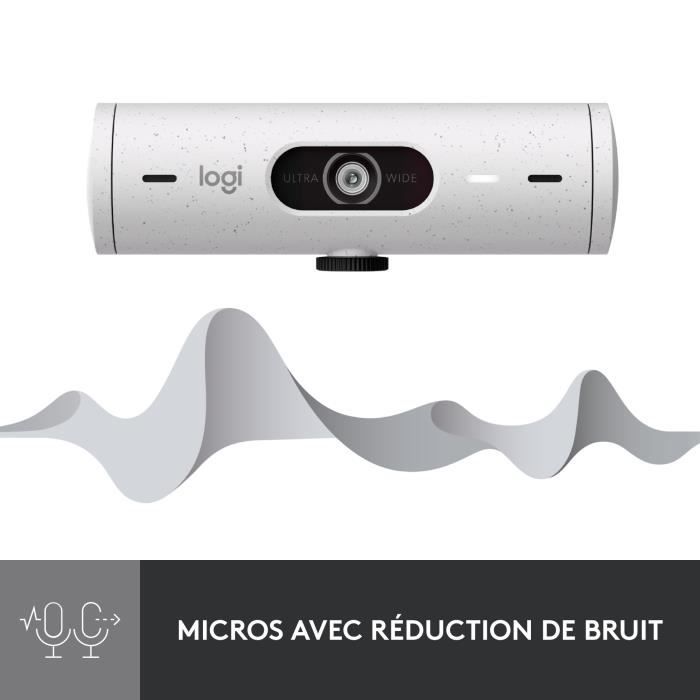 Webcam - Full HD 1080p - Logitech - Brio 500 - Microphone intégré - Blanc