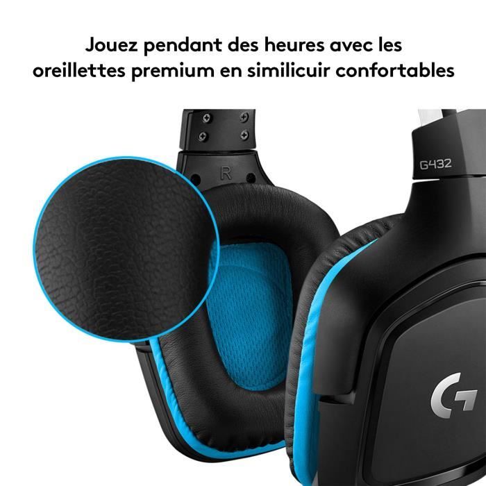 Casque gamer - Filaire - Logitech G - G432 - USB - Xbox One, PS4, Switch, PC, MAC - Noir