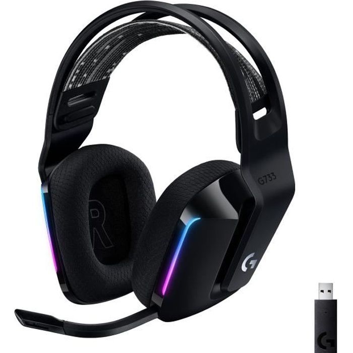 Casque gamer - Sans fil - Logitech G - G733 Lightspeed - PS5, PS4, PC, MAC - Noir