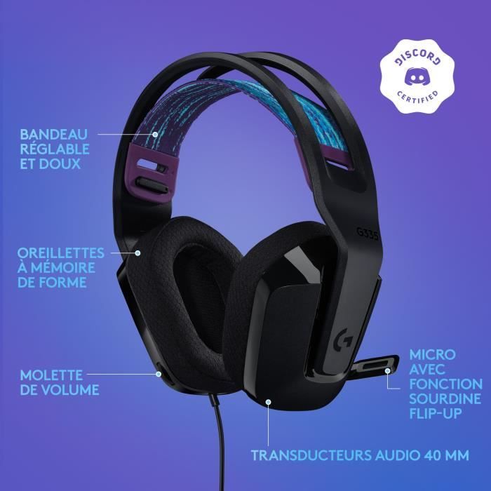Casque gamer - Filaire - Logitech G - G335 - LÈger - Noir