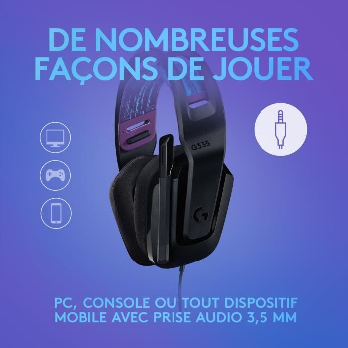 Casque gamer - Filaire - Logitech G - G335 - LÈger - Noir