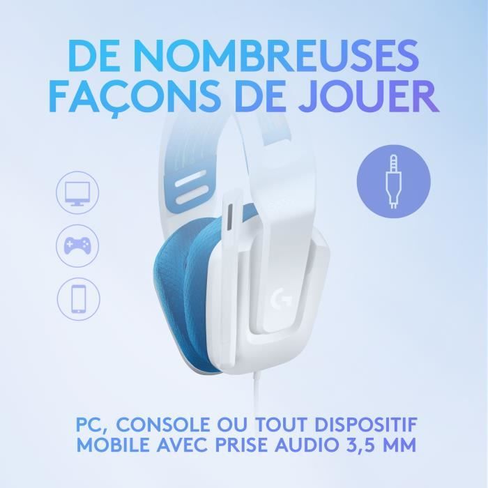 Casque gamer - Filaire - Logitech G - G335 - LÈger - Blanc