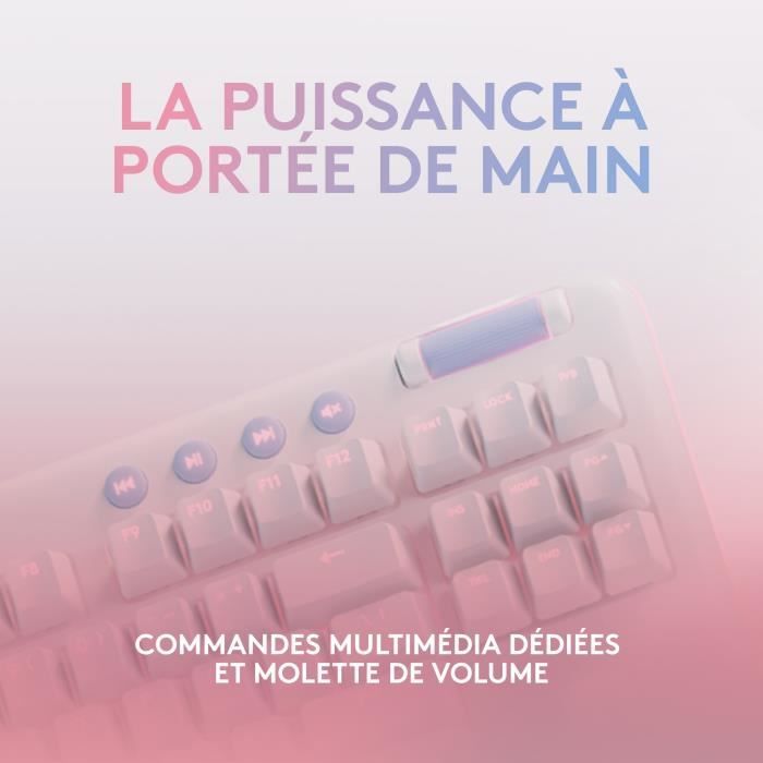 Clavier gamer - Filaire - Logitech G - G713 - AZERTY - Mécanique - Switch Tactile GX Brown - Repose-poignets - White Mist