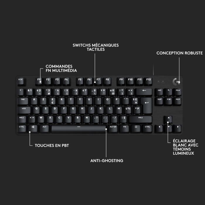 Clavier gamer - Filaire - Logitech G - G413 TKL SE - RÈtroÈclairÈ - AZERTY - Noir