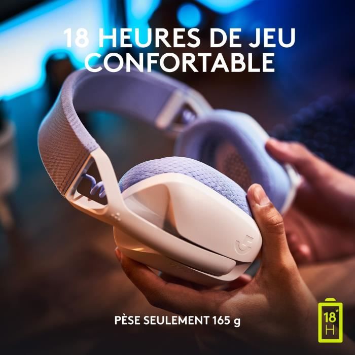 Casque PC Logitech G435 LIGHTSPEED sans fil, Bluetooth, avec micro - Blanc