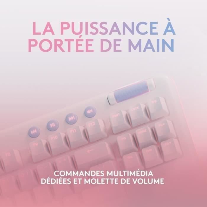 Clavier gamer - Sans fil - Logitech G - G715 - AZERTY - Mécanique - Switch Linéaire - Repose-poignets - White Mist