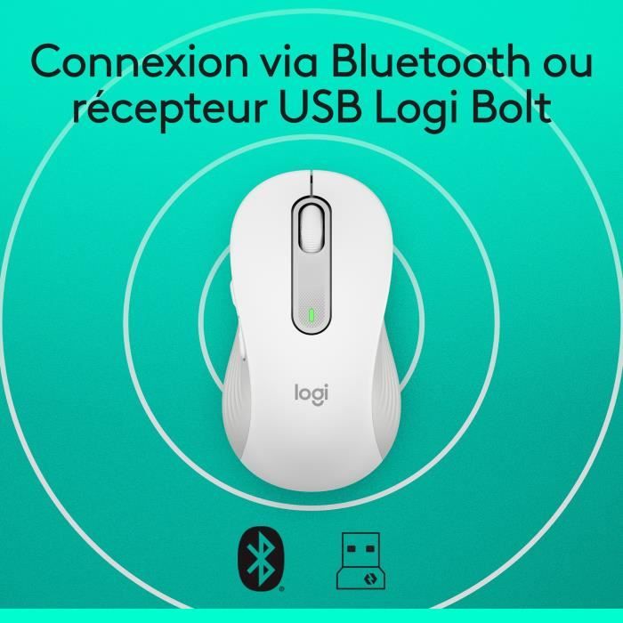 Souris - Sans fil - Logitech - Signature M650 - Blanc - Droitier