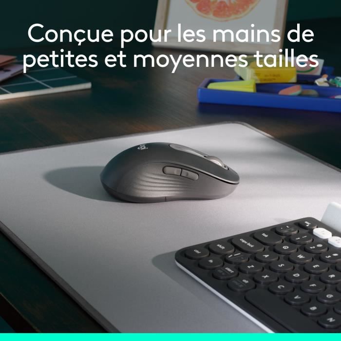 Souris sans fil Logitech Signature M650 L pour gaucher (Noir/Gris)