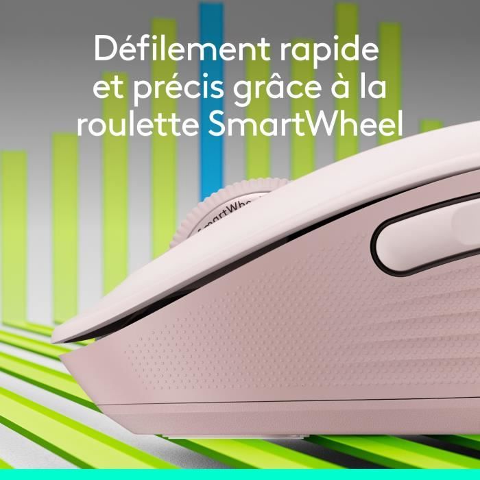 Souris - Sans fil - Logitech - Signature M650 - Grande taille, Silencieuse, Boutons programmables - Rose