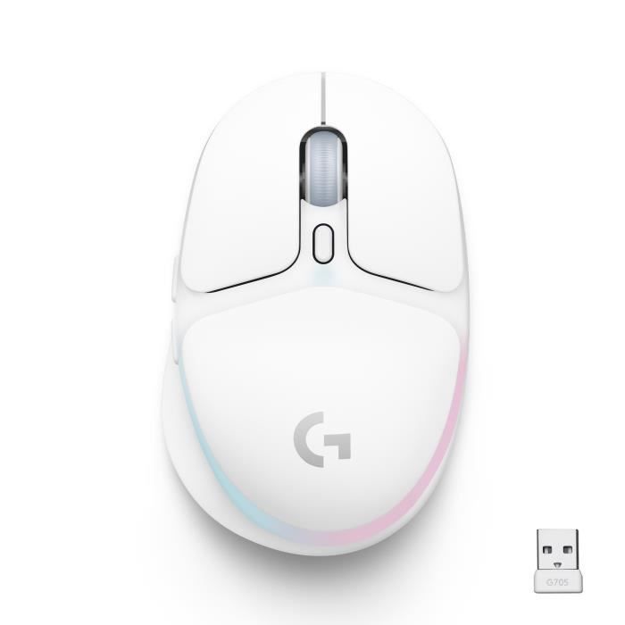 Souris Gamer - Sans fil - Logitech G - G705 - RÈtroÈclairÈ - LÈgere - Blanc
