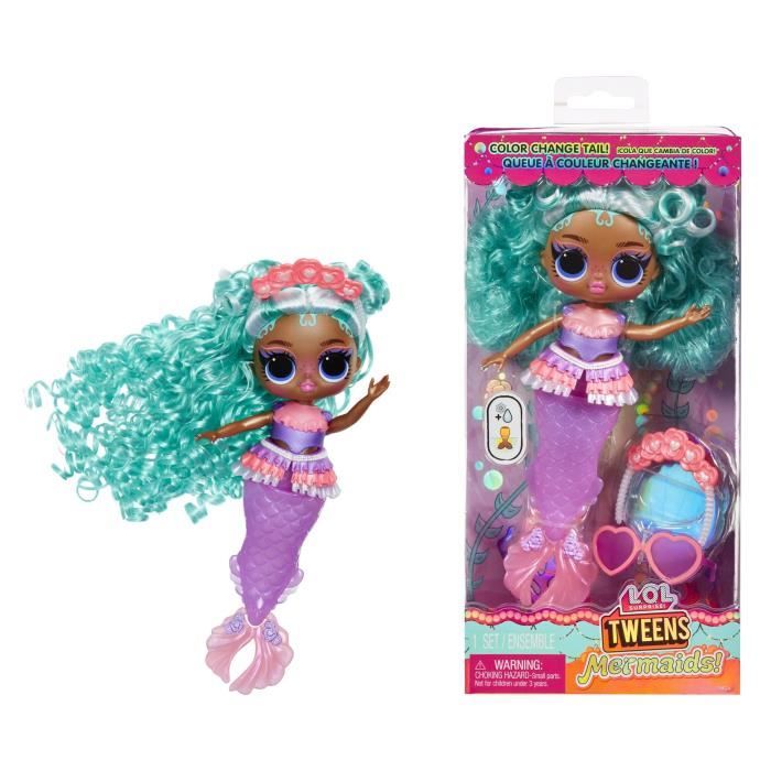 L.O.L. Surprise! Tweens - Sirene Serena - Poupée avec queue de sirene qui change de couleur, Nageoire mobile, Accessoires - 4 ans
