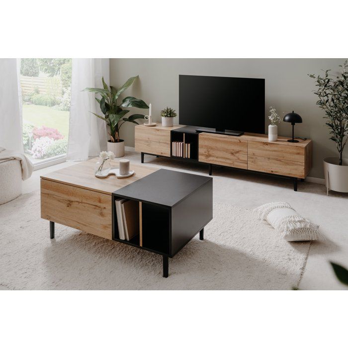 Table basse - LONA - Rectangulaire - Chene artisan / Noir - 100 x 46,5 x 55 cm
