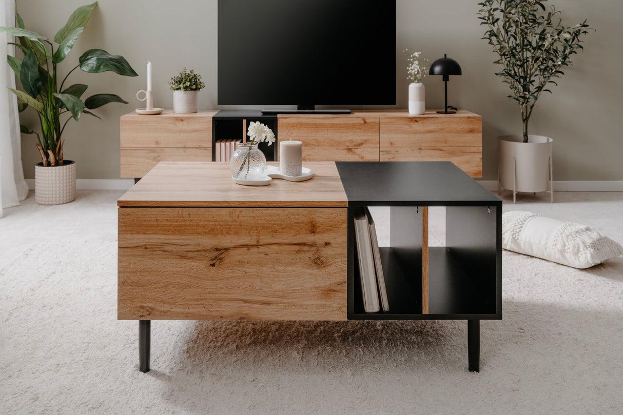 Table basse - LONA - Rectangulaire - Chene artisan / Noir - 100 x 46,5 x 55 cm