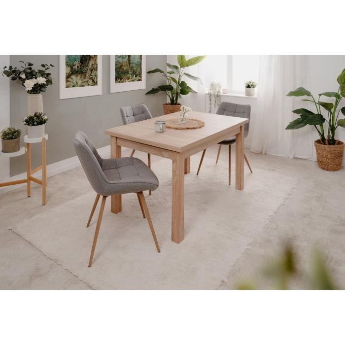 Table a manger extensible LONGFORD - 6 a 10 personnes - MÈlaminÈ chene - L120-200 x H76 x P80 cm
