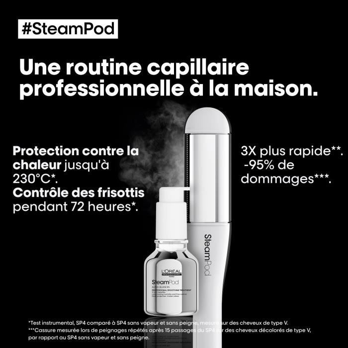 SteamPod 4 - Lisseur boucleur vapeur professionnel - L'OREAL PROFESSIONNEL - 3 Températures - Outil + Soin Lissant Concentré