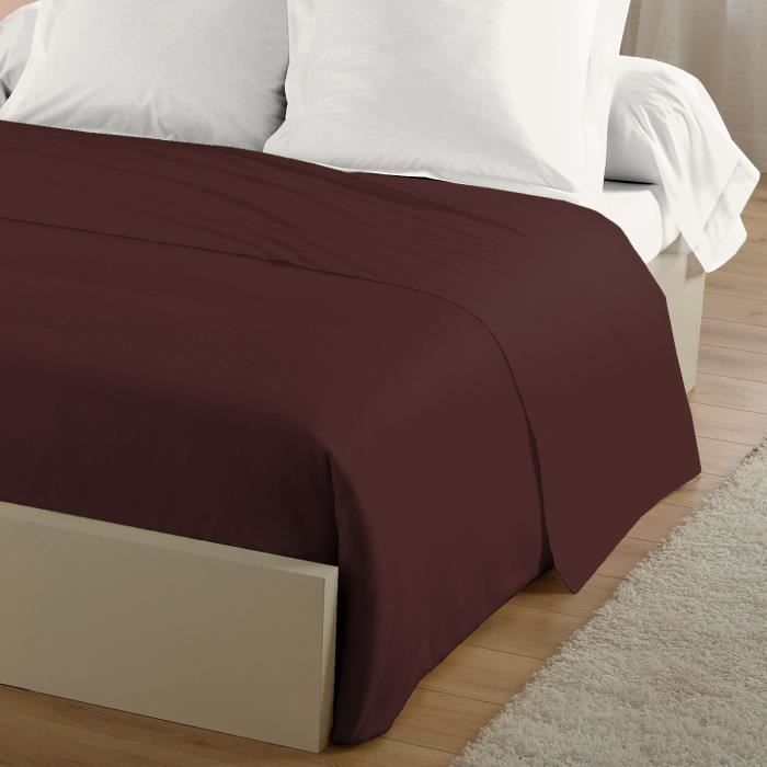 Drap plat - LOVELY HOME - 100% coton - 240 x 300 cm - Marron