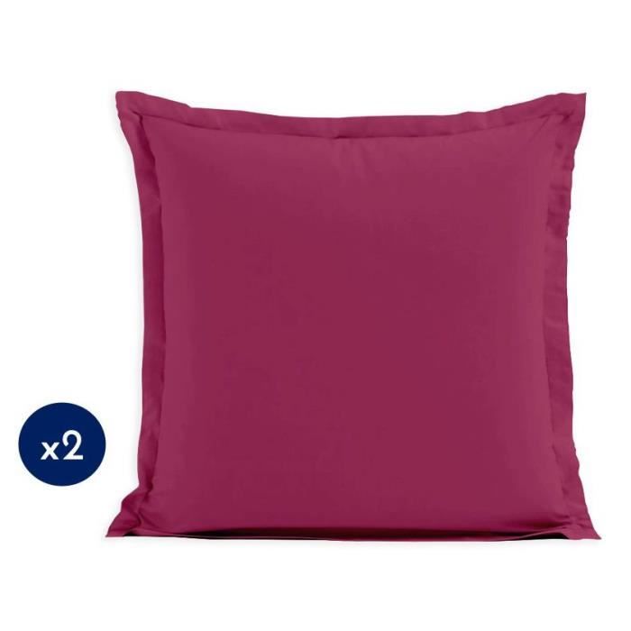 Lot de 2 taies d'oreiller - LOVELY HOME - LH71604 - 63 x 63 cm - Fuchsia