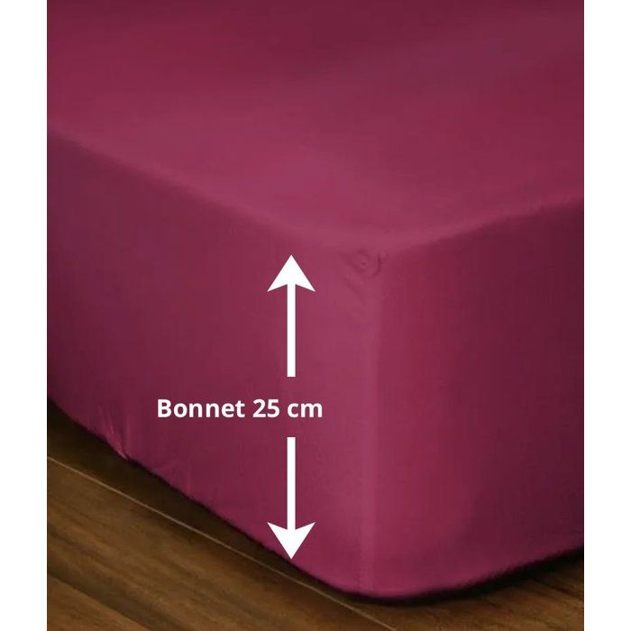 Drap-housse - LOVELY HOME - LH71614 - 180x200+25 cm - Fuchsia
