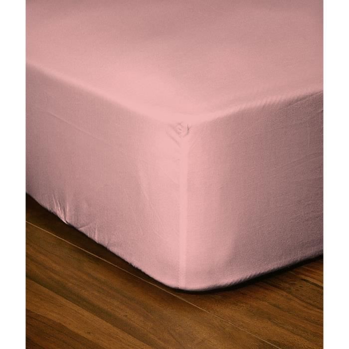Drap-housse - LOVELY HOME - LH71632 - 140x190+25 cm - Rose