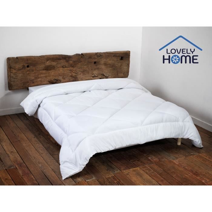 Couette 220 x 240 cm - LOVELY HOME - Légere - 280 g/m² - Anti-acariens - 2 personnes - Blanc