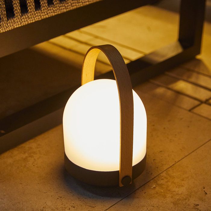 Baladeuse sans fil - LUMISKY - AURA - LED blanc chaud dimmable - Poignée bambou - Rechargeable - H27 cm