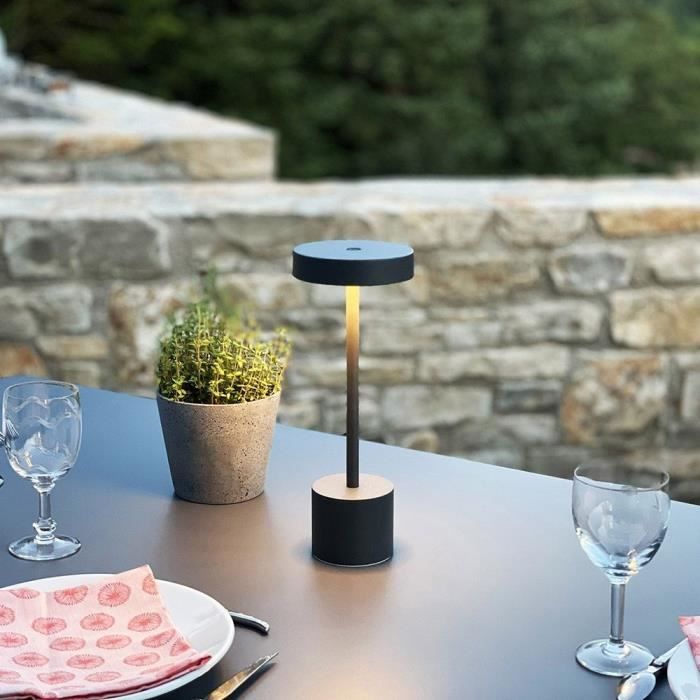 Lampe de table sans fil - LUMISKY - ROBY - Touch en aluminium - Gris foncé - LED