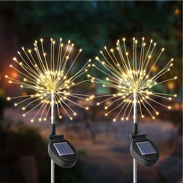 Lot 2 balises solaires - LUMISKY - FIREWORKS SPIKE - LED effet feu d'artifice - H97 cm - Eclairage extérieur décoratif