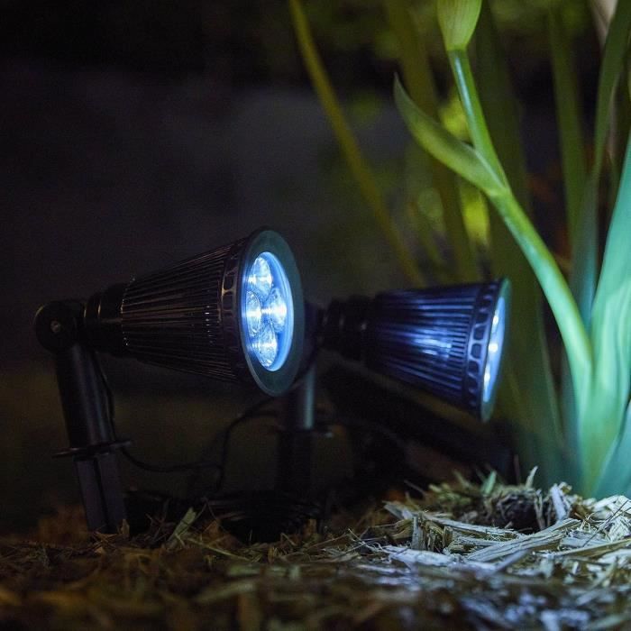 Spot solaire projecteur 2 en 1 ŕ piquer ou ŕ fixer - LUMISKY - SPIKY AWAY W34 - H42 cm - LED blanc