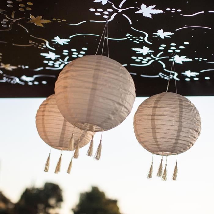 Suspension solaire LED - LUMISKY - HIMALAYA - Ř30cm - Beige, creme et mariage festif - Autonomie 8h