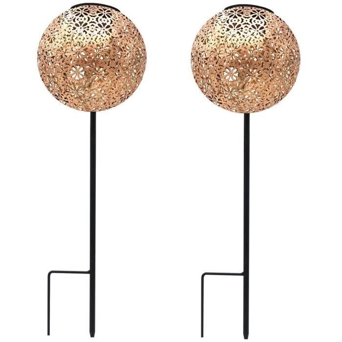 Lot de 2 balises solaires a planter - LUMISKY - AGADIR - H45 cm - Style oriental - LED blanc chaud