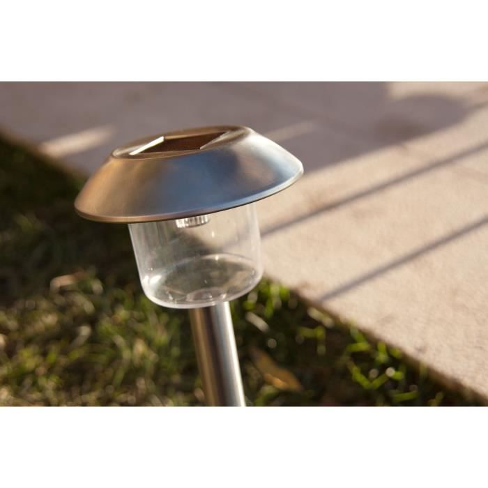 Lot de 8 balises solaires LED blanc froid - ALESIA - LUMISKY - Métal - Extérieur