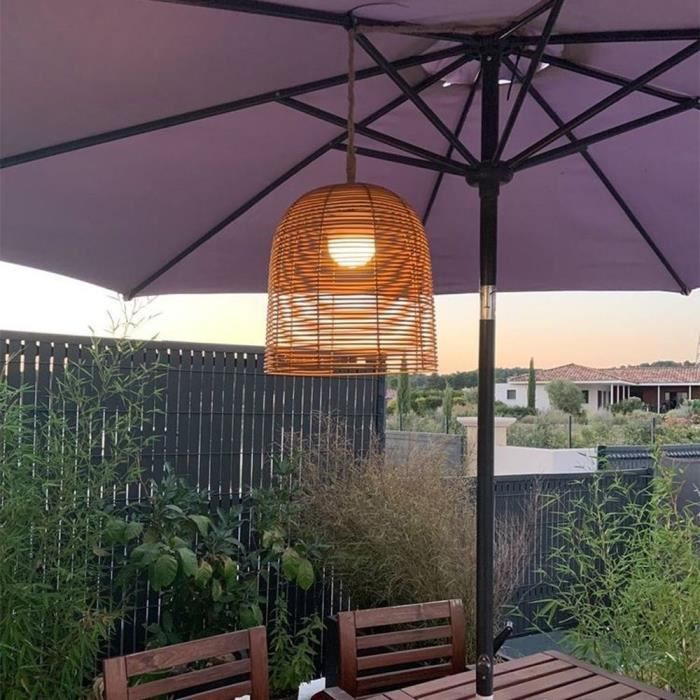 Suspension nomade - LUMISKY - HANG BOHEME - H35 cm - Polyrotin avec corde - LED blanc chaud et blanc dimmable