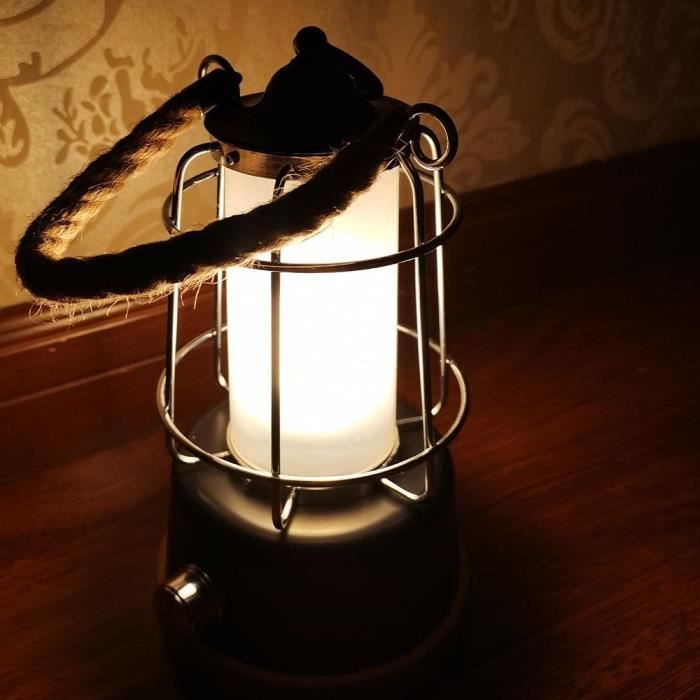 Lanterne sans fil - LUMISKY - WILDY - H23 cm - Anse en corde - LED blanc chaud et dimmable