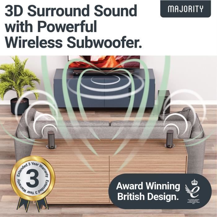 Systeme son Surround - MAJORITY - EVEREST 5.1 - Bluetooth - HDMI ARC - Son Dolby - 300W