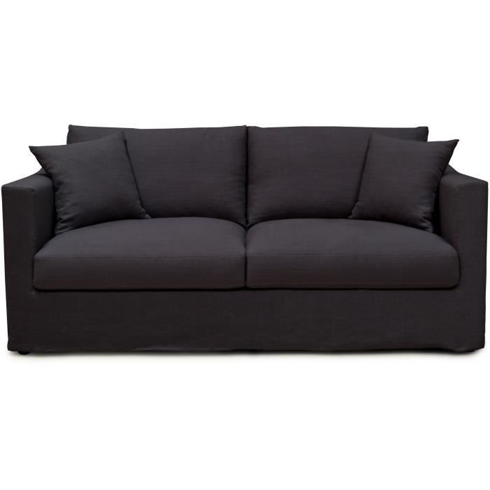 CanapÈ convertible - 3 places - MALTE - Tissu Gris Anthracite - 187 x 97 x 86 cm - HEXAGONE