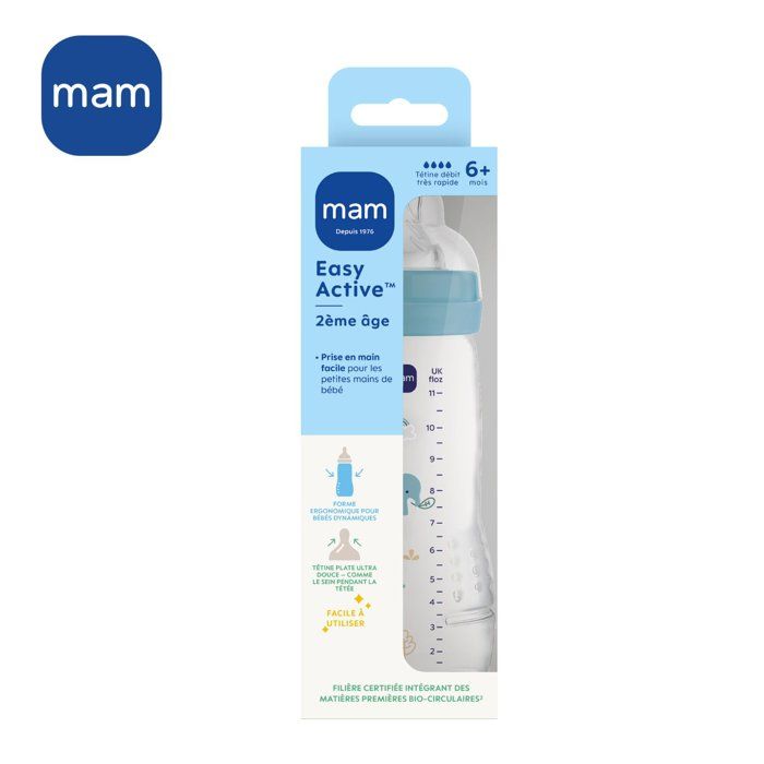 Biberon - MAM BABY - Easy Active - +6 mois - 330 ml - Tétine débit X - Ocean