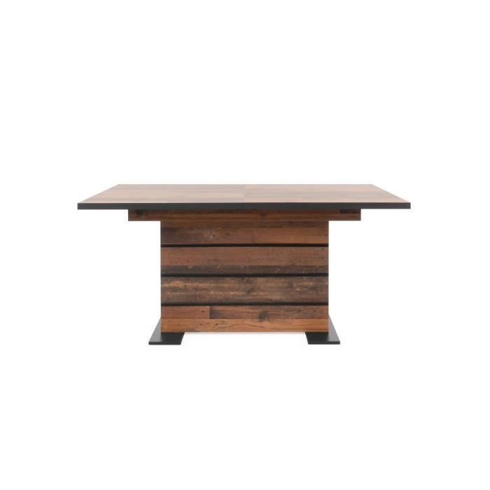 Table a manger extensible - BoisÈ Old Style et noir - MANHATTAN - L 160-200 x P 90 x H 75 cm