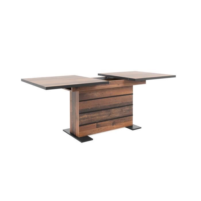 Table a manger extensible - BoisÈ Old Style et noir - MANHATTAN - L 160-200 x P 90 x H 75 cm
