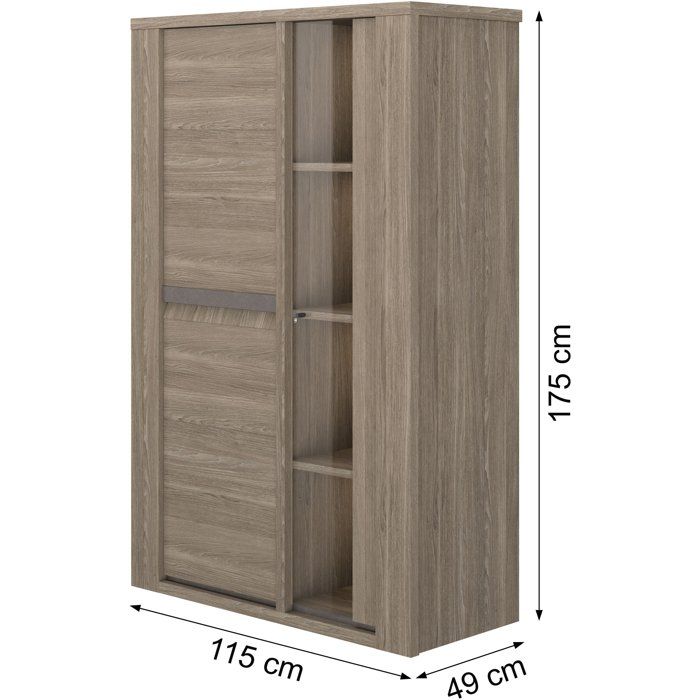Vaisselier - MARCEAU - Chene Reed - 2 portes - 115 x 49 x 175 cm - GAMI