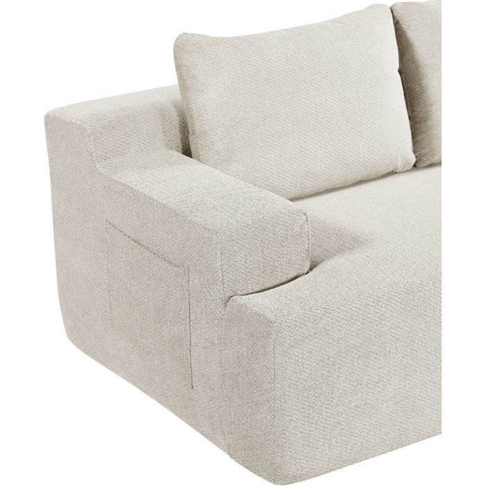 Canapé compressé modulable - 3/4 places - MARIE - Tissu Beige creme - Rangements - 244 x 156 x 85 cm