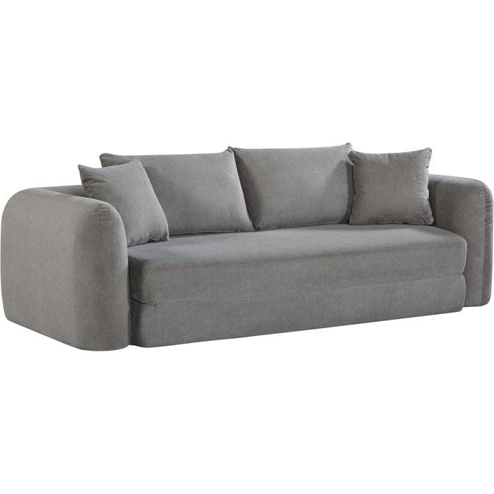 Canapé compressé convertible - 2/3 places - MARIN - Tissu Gris clair - 239 x 111 x 87 cm