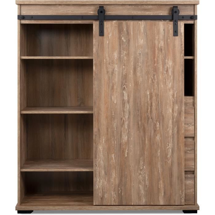 Buffet - MARRAKESCH 53A - Chene - 1 porte - 3 tiroirs - Style industriel-loft