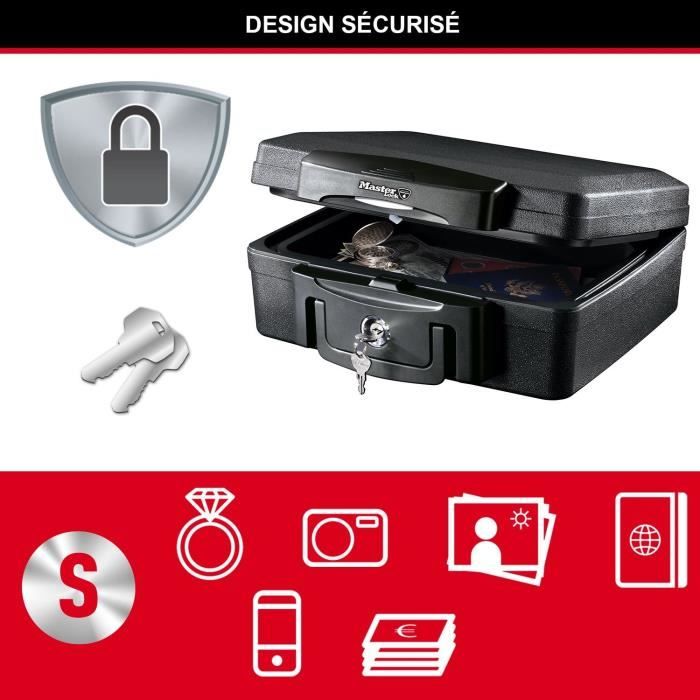Coffre-fort ignifuge - MASTER LOCK - H0100EURHRO - Etanche avec clé - 4,9 L, 15,6 x 36,2 x 33 cm