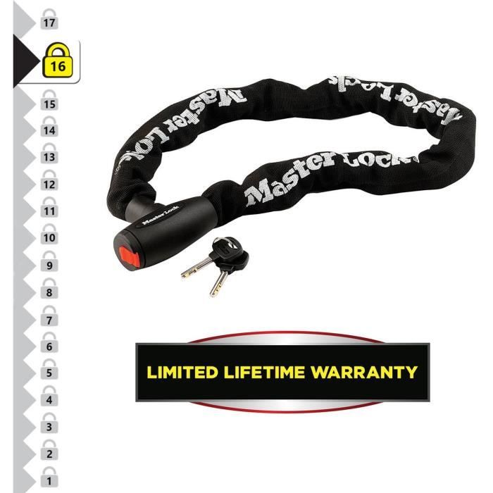 Antivol moto - MASTER LOCK - ChaÓne en acier cÈmentÈ de 10 mm - 1 m de longueur