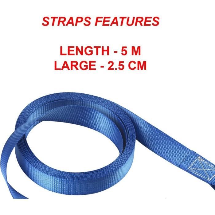 Kit de 4 Sangles d'arrimage - MASTER LOCK - 4367EURDAT - Avec crochets et cliquet - 5m x 25mm - Bleu