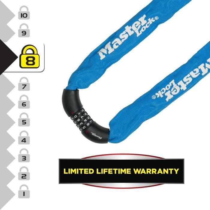 Antivol chaÓne pour vÈlo - MASTER LOCK - ChaÓne Antivol VÈlo - 90 cm x 8 mm - Haute SÈcuritÈ